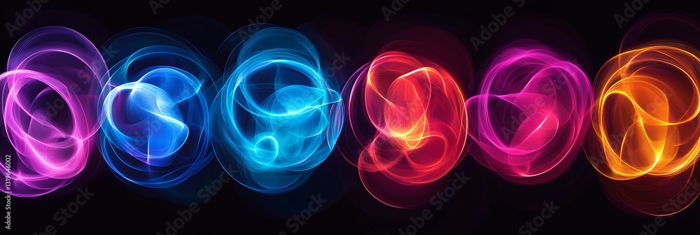 Poster vibrant energy flow: an abstract and captivating image showcasing a series of colorful, swirling ene