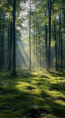 Obraz premium morning mist shrouds the valleys of the forest