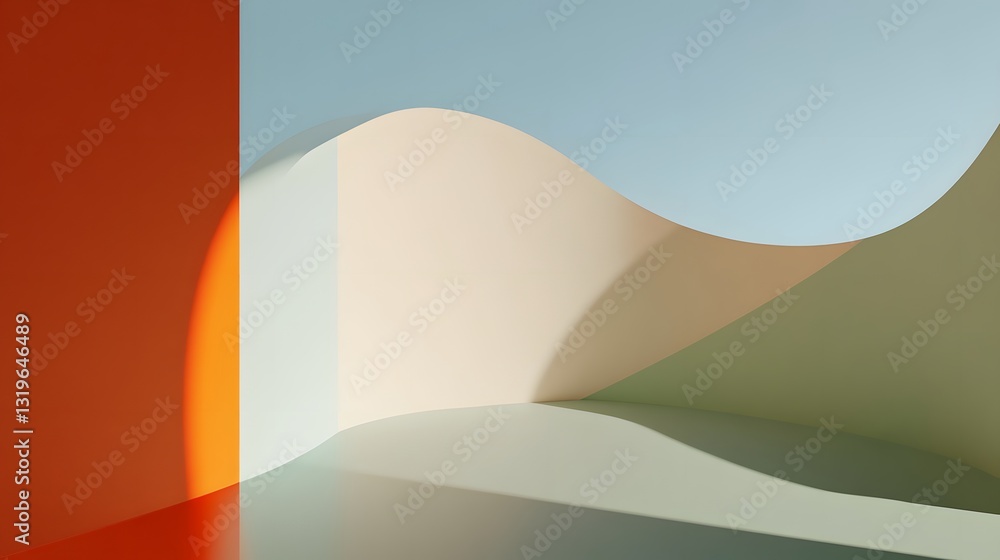 Aufkleber abstract architectural composition with curved walls and soft color gradients