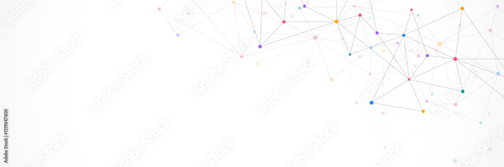 Fototapete Vector illustration of minimalistic design with connecting the dots and lines. Abstract geometric background of science and technology concept