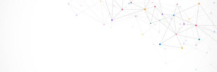 Vector illustration of minimalistic design with connecting the dots and lines. Abstract geometric background of science and technology concept
