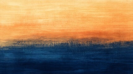 Obraz premium Abstract painting with blending sunset colors and deep indigo hues, offering a sense of serene transition