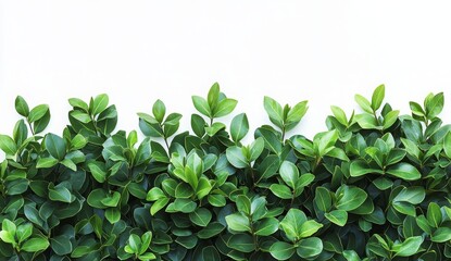 Lush Green Leaves on White Background Ideal for Nature and Freshness Concepts