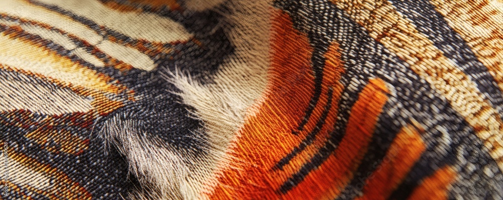 Poster close up shot of a textured colorful fabric pattern