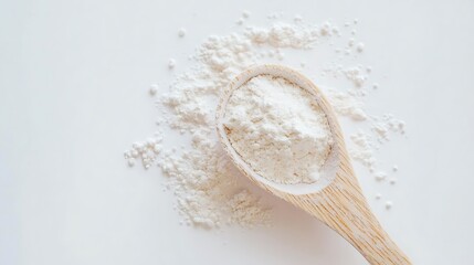 Collagen peptides powder for skin support isolated on white background