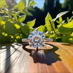 Diamond Engagement Ring in Natural Sunlight