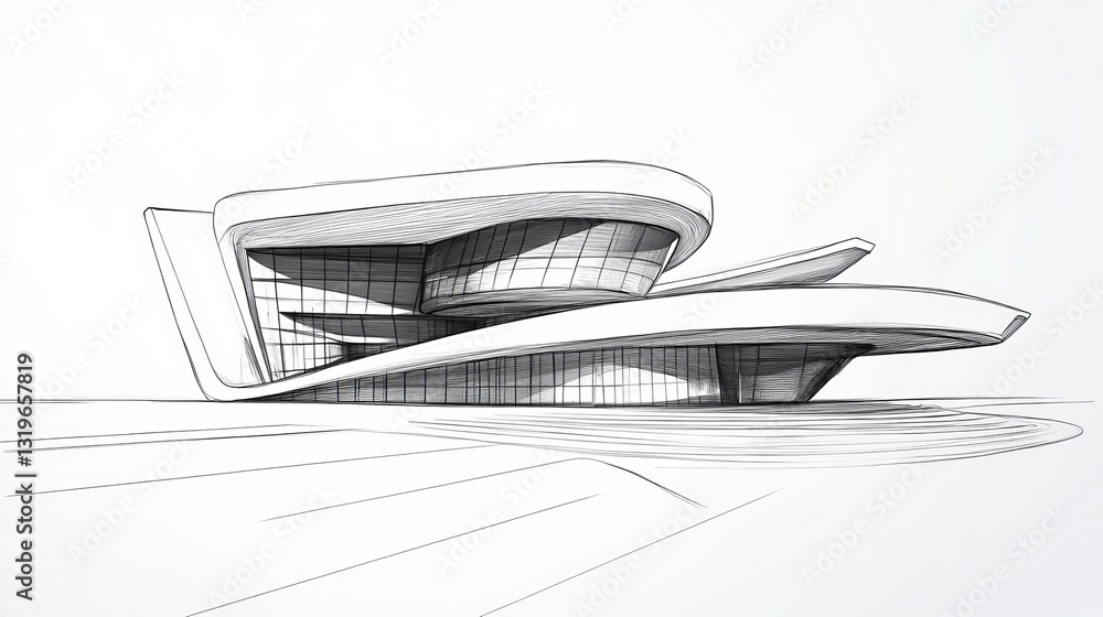 Poster sketch of modern architecture in a vector drawing
