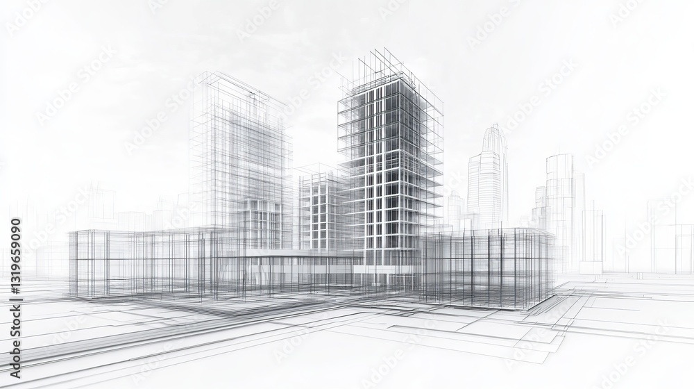 Poster urban 3d architecture building construction with an abstract background
