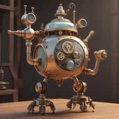 Obraz premium Vintage Ship Steering Wheel with Antique Phone and Rotary Dial