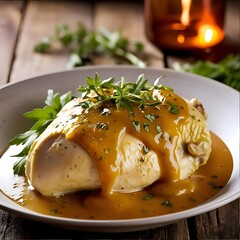 Tender Chicken Breast with Savory Sauce and Fresh Herbs