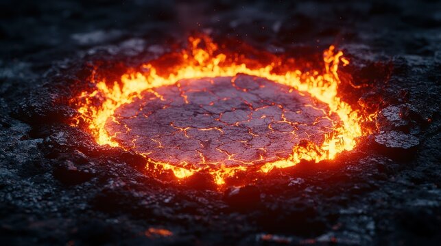 Fiery ring encircles cracked, dark earth