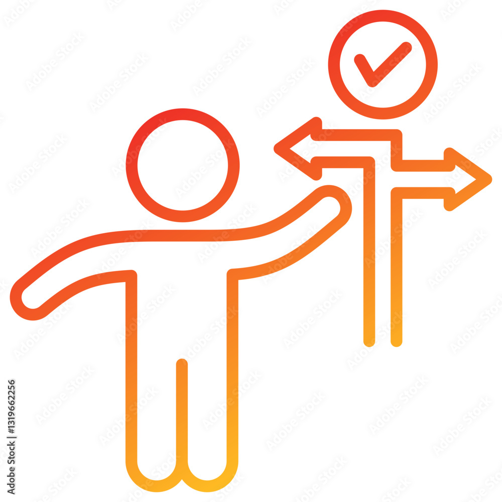 Poster decision making line gradient icon