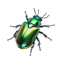 Fototapeta premium green metallic color beetle isolated on white background