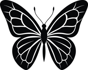  Black Butterfly Silhouette on Transparent Background