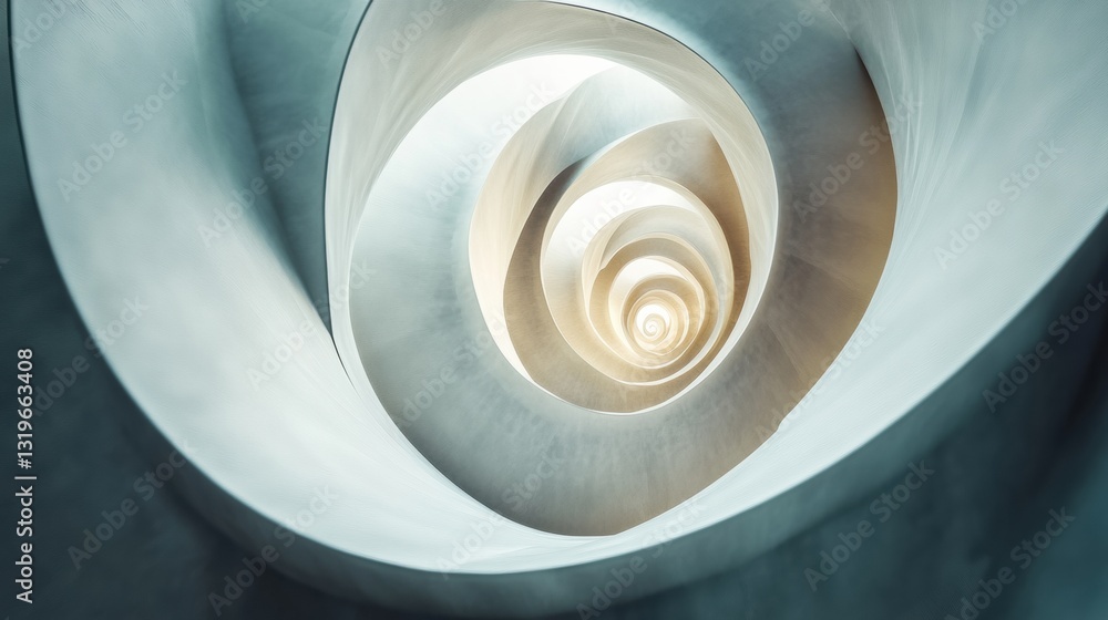 Poster geometric spiral design featuring smooth gradient and clean lines embodying infinite progress in abs