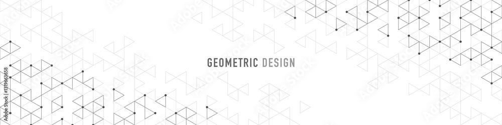 Poster Graphic design element for web page or banner with a geometric pattern of triangle shapes.