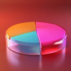 Vibrant floating 3D pie chart with glossy finish