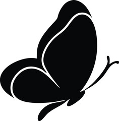 Butterfly Silhouette Icon on White Background