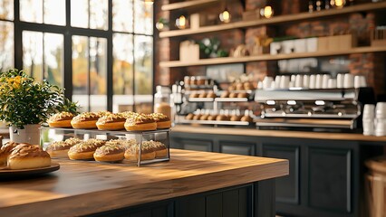 a bakery with display of breads.