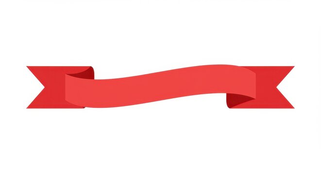 Vibrant red ribbon banner in a minimalist style, perfect for celebration and decoration