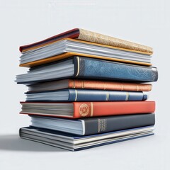 Realistic 3D stack of stamped financial reports on paper
