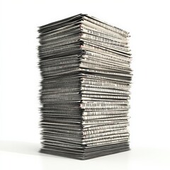 Realistic 3D stack of stock market newspapers on white background