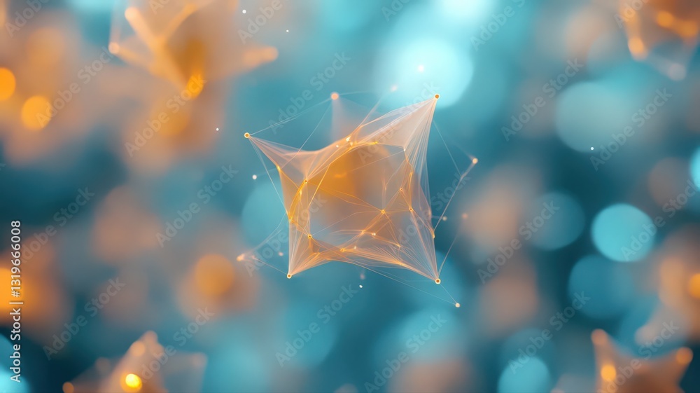Aufkleber abstract glowing geometric structure with bokeh background
