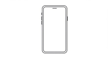 Minimalist black-and-white smartphone outline with thin bezels and rounded corners