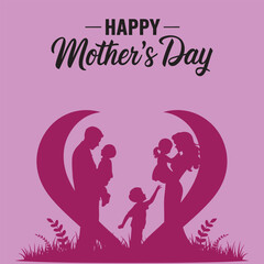 Happy Mother's Day Celebration with Family Silhouette