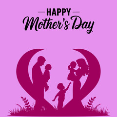 Happy Mother's Day Celebration with Family Silhouette