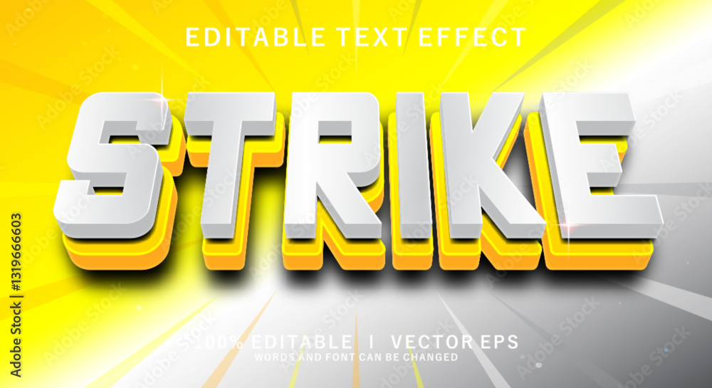 Poster strike vector text effect with modern style design
