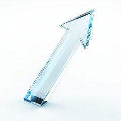 Glowing glass arrow symbolizes growth on white background