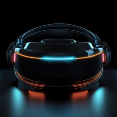 Futuristic 3D virtual meeting headset with sleek design