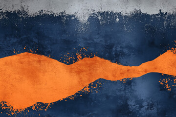 Abstract deep navy blue and orange color mixture