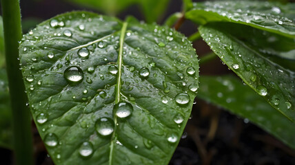 Water Droplets Resting on the Surface of a Leaf
