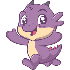 Cute Dragon Cartoon Illustration. Study icon concept. Flat cartoon style