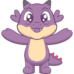 Cute Dragon Cartoon Illustration. Study icon concept. Flat cartoon style