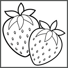 Strawberry Coloring Page, Printable Line Art for Kids