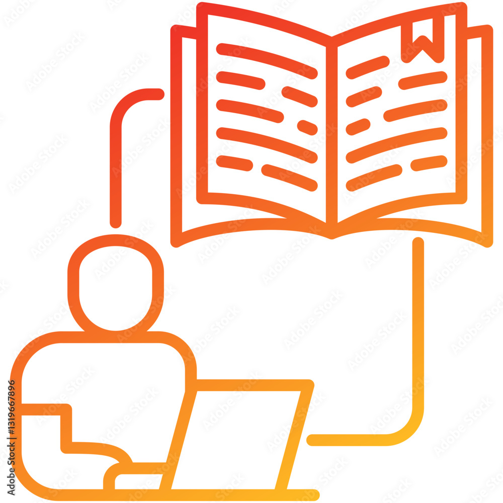 Poster Virtual Class Line Gradient Icon