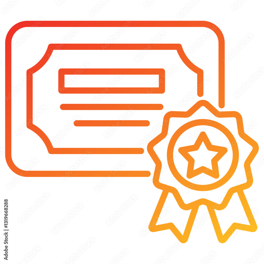 Poster certification line gradient icon