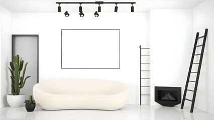 Fototapeta premium modern contemporary living room with mockup poster frame