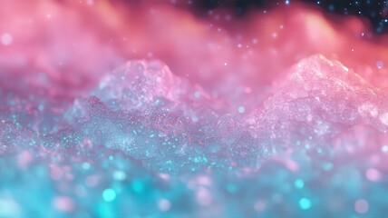 Fototapeta premium Glowing Pink And Teal Abstract Particle Landscape