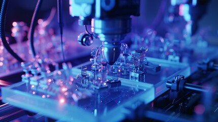 Futuristic Laboratory Background with High-Tech Precision Machinery