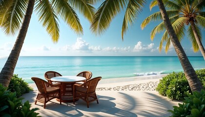 Fototapeta premium tropical beach with palm trees
