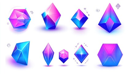 Collection of vibrant, geometric crystals and gemstones.