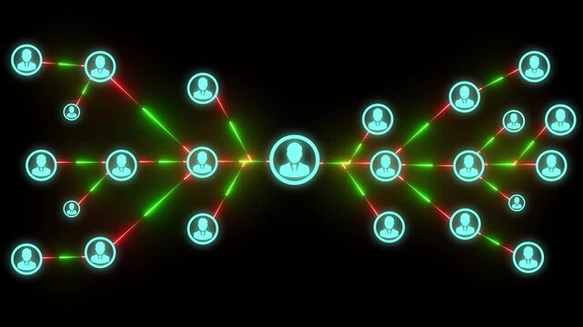 Icon of People World Wide Connected Social Network Loop Background. The loop video about icons of different professions, social and abstract network, link, global communication, infographic.