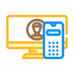desktop computer phone color icon vector illustration