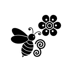 creative details bee and flower icon vector Illustration