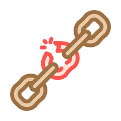 broken chain link fracture color icon vector illustration