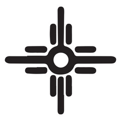 Intricate Zia Symbol Silhouette Art for Digital and Print